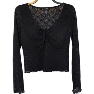 3/$15 Justify Black Sheer Lace Long Sleeve Shirt Size Xl